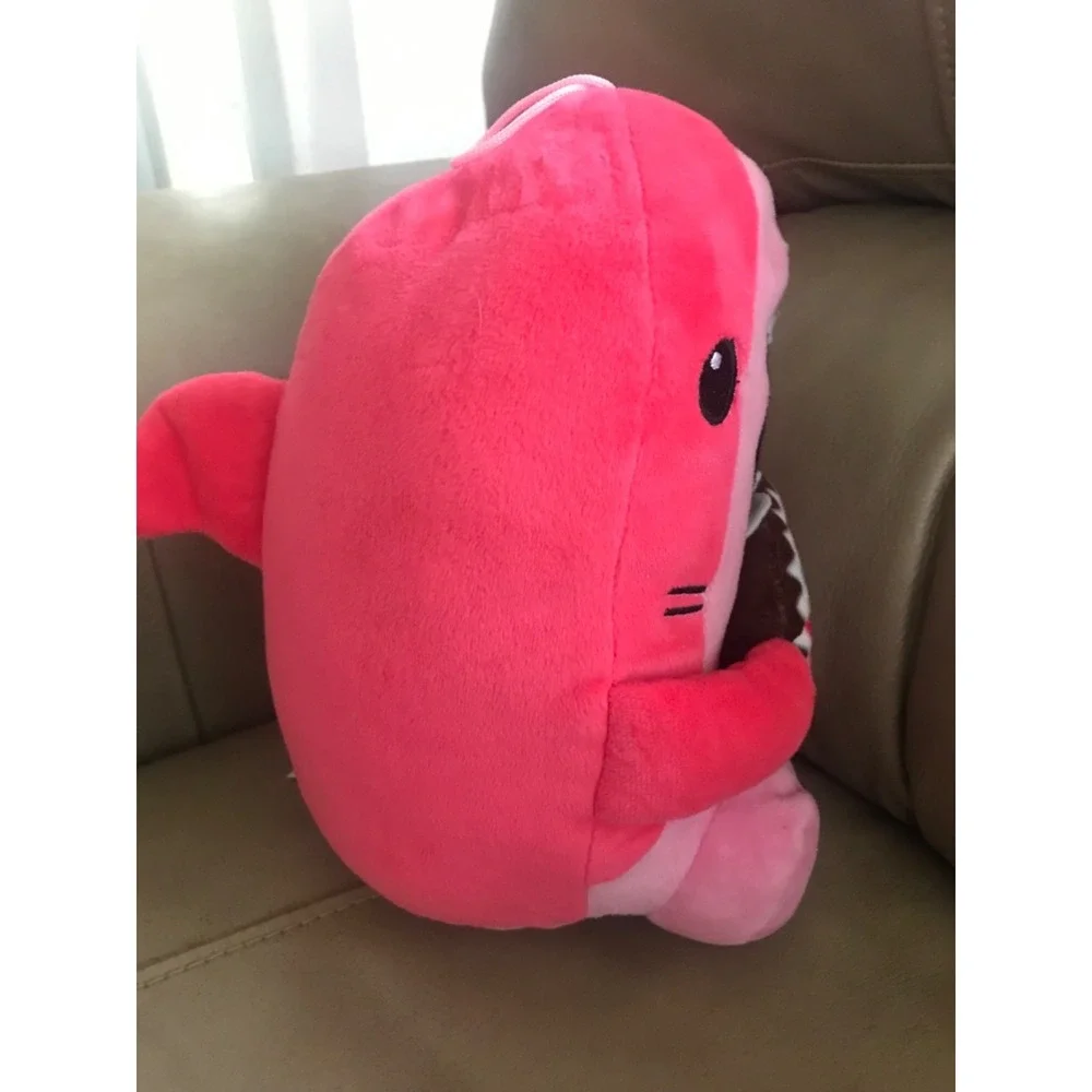 Scooby The‎ Shark Eating Donut Toy Stuffed Animal LARGE Pink Pillow Plush 10